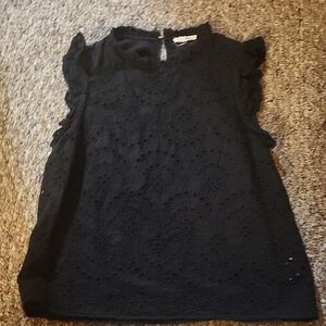 Maurices Black Eyelet Blouse with Ruffle Sleeves